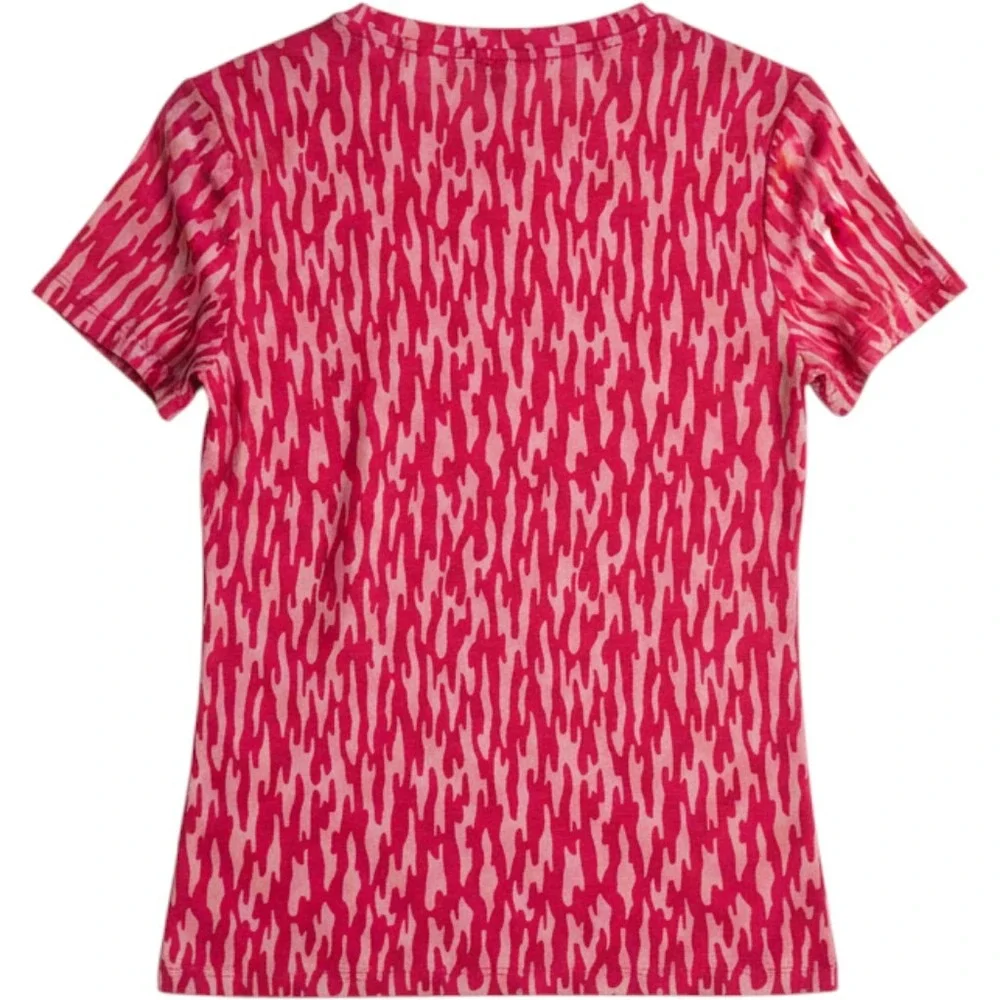 Icebreaker‎ Merino Wool Tech Lite Scoop Neck Tee Pink Red Abstract Camo Small